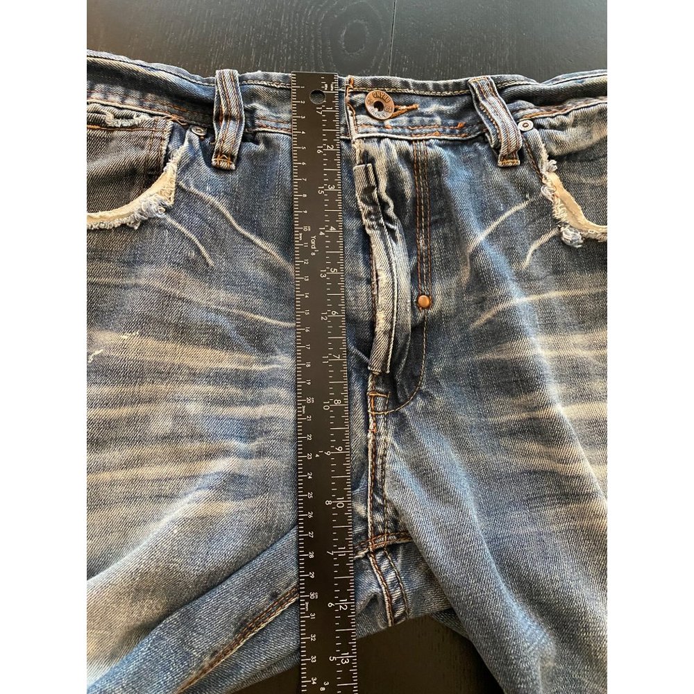 AKOO Brand Jeans Men 36x 32 Distressed Destroyed Paint Denim Streetwear Hip-Hop - Picture 13 of 16